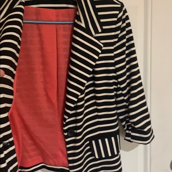 SALE! ❤️ black white striped Jacket 3/4 sleeve - Picture 3 of 7